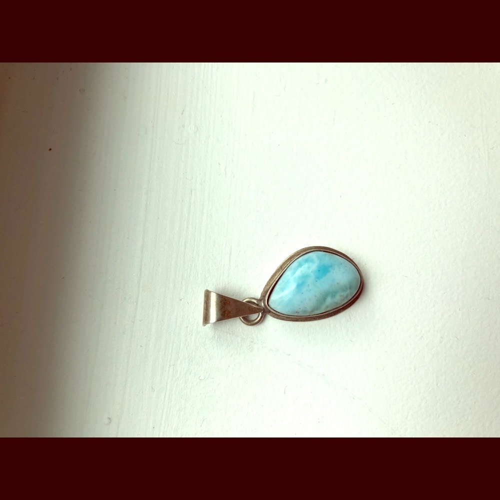 Genuine Larimar sterling silver pendant